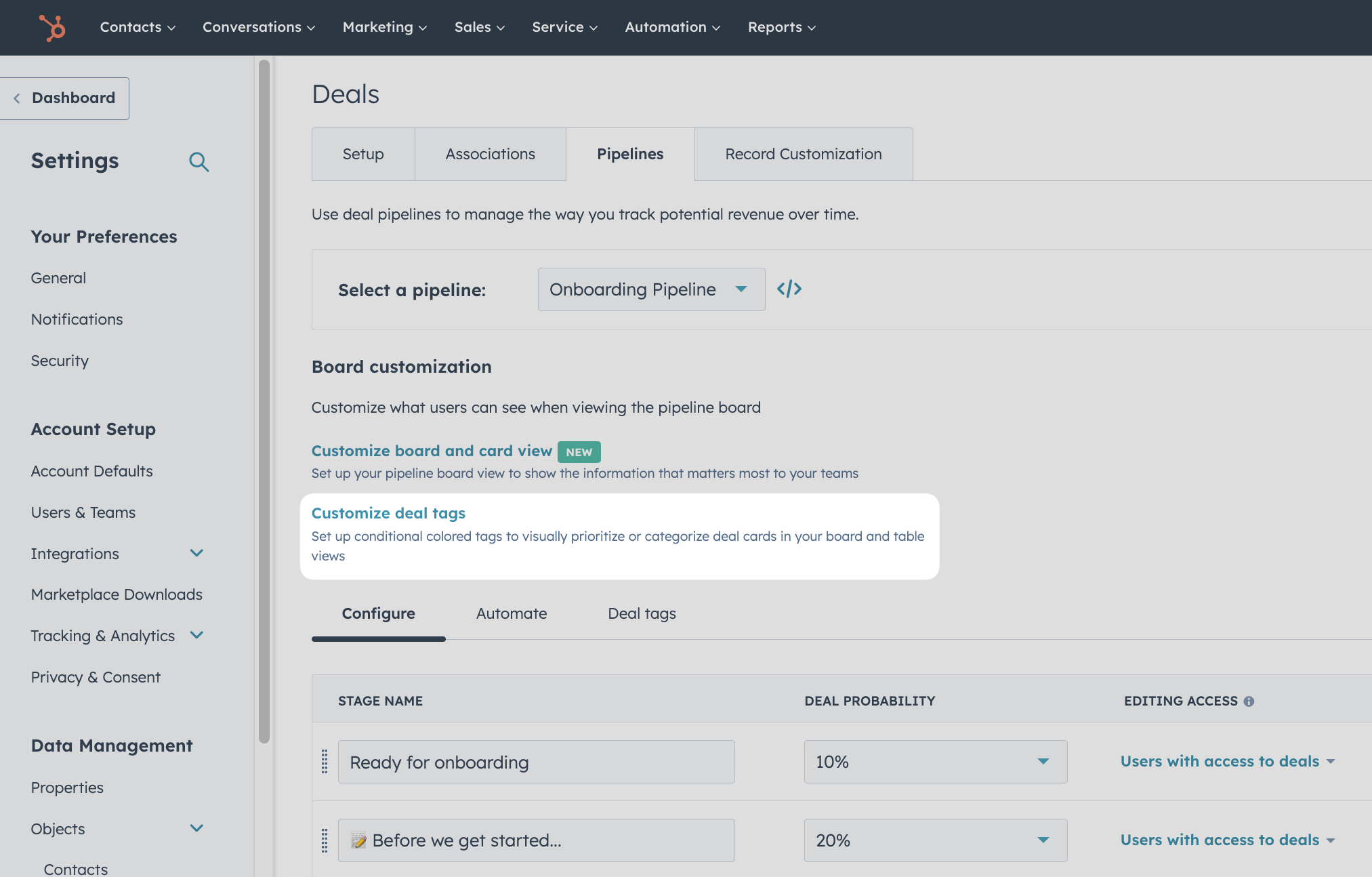 Show a pipeline tag when customers are stuck on a task in onboarding